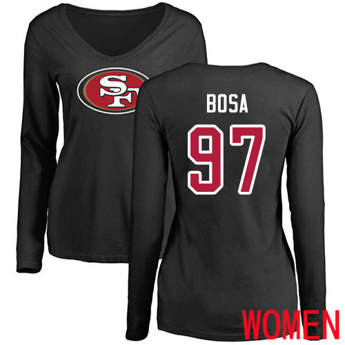 San Francisco 49ers Black Women Nick Bosa Name and Number Logo #97 Long Sleeve NFL T Shirt